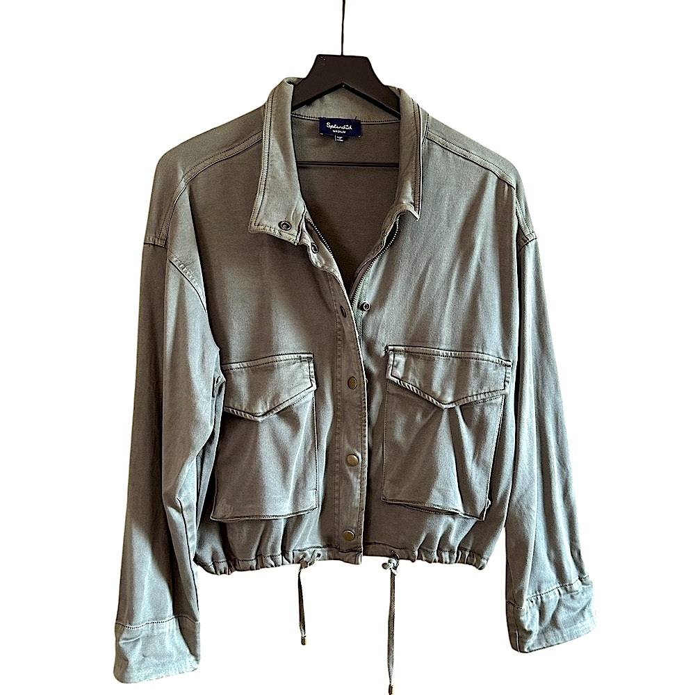 Splendid Wilder Tencel Cropped Military Jacket in an Olive Green Color | Size M